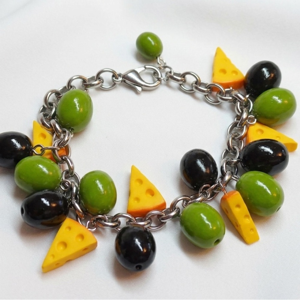 NWT Olive and Swiss Cheese Charm Bracelet - Handmade
